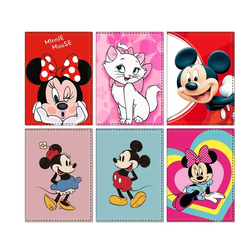 

Disney Mickey Passport Holder Lovely Minnie Travel Passport Cover Women Credit Card Wallet Ticket PU Leather Passports Case Gift