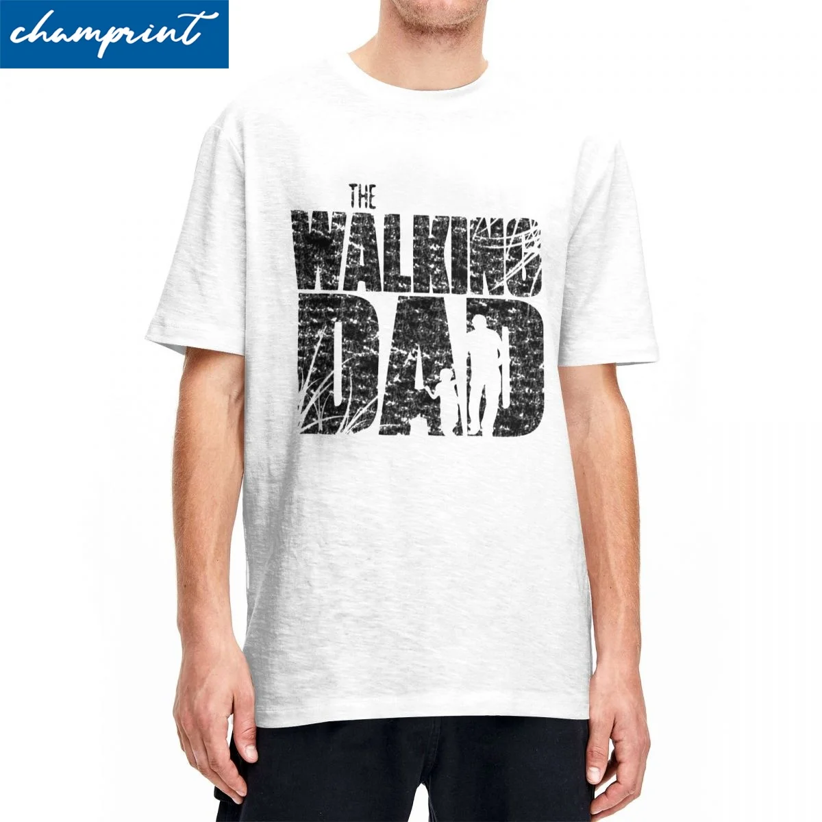 The Walking Dad Hip Hop T-Shirt Men's Cotton Clothing Printed For Dad O-neck Short Sleeve