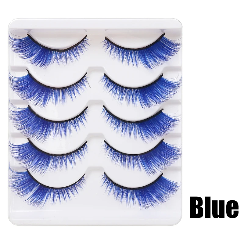 DINGSEN 1/5/10 Paar Bunte Flauschige Streifen-Wimpern Natürliche Weiche Wimpern Wispy Falsche Wimpern 3D Lockige Wimpern für Make-up – Detail 17