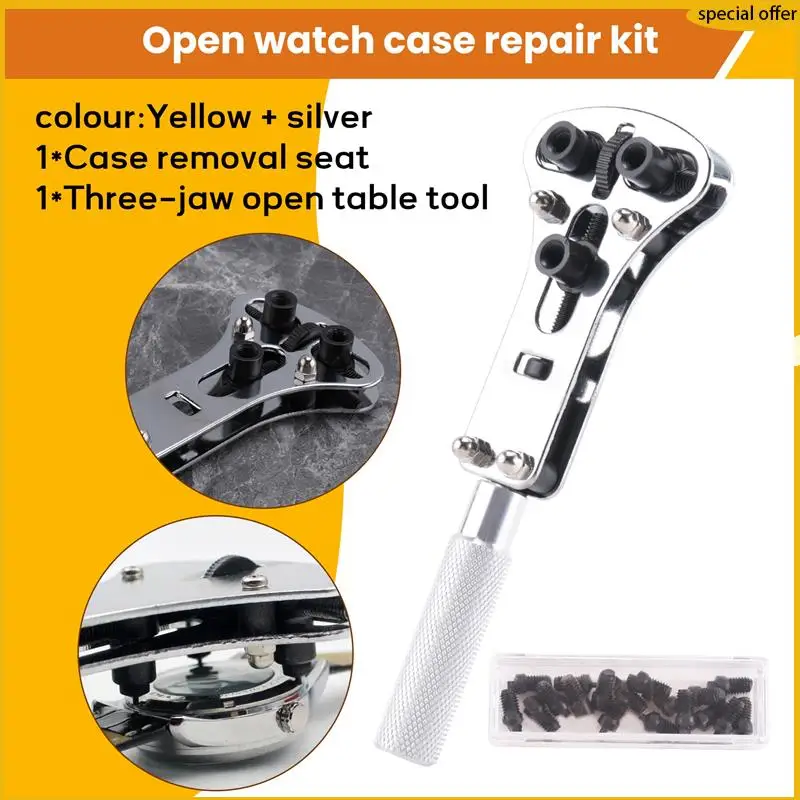 A50I Suporte de remoção de caixa de relógio ajustável Conjunto de capa aberta de três garras Kit de reparo de relógio