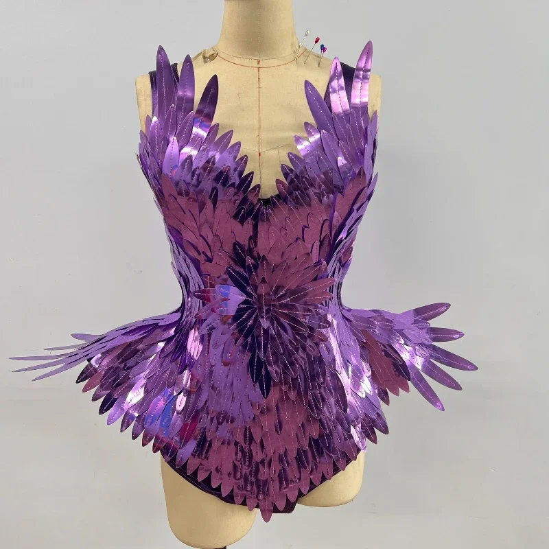 

Golden Corset Costume Gold Leaf Dress CorsetFuturistic Metal Texture Playground Catwalk Parade Costumes Performance Dance Suit