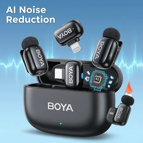 BOYA Mini Wireless Lavalier Lapel Microphone for iPhone iPad Android Type-C Phone Live Broadcast Audio Video Recording Vlog