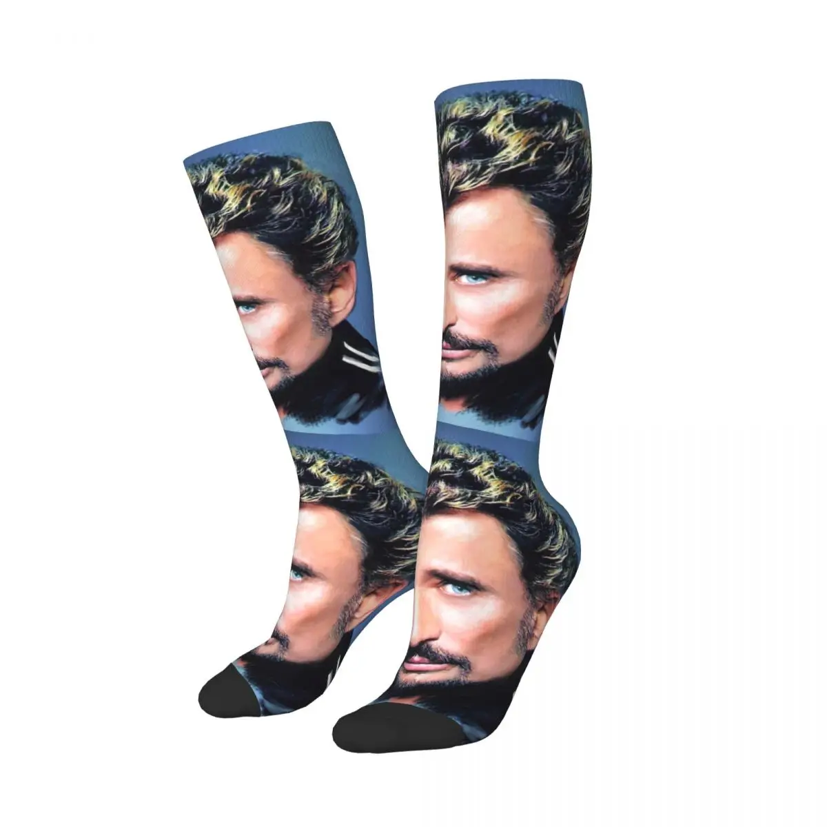 Johnny Hallyday Women Thigh Knee High Stockings Cute French Rock Singer Over The Calf Tube Socks