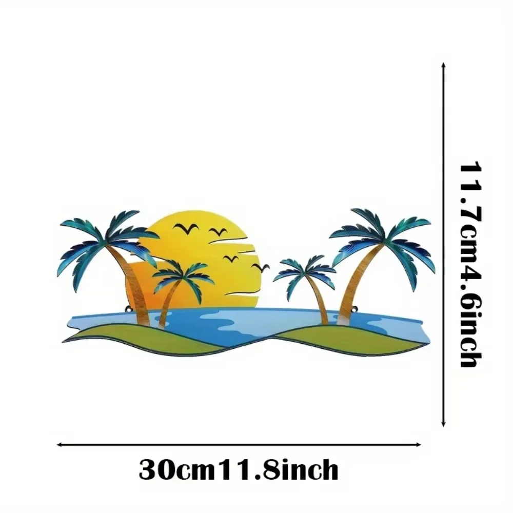 1pc Tropical Metal Wall Decor with Palm Tree - Perfect for Beachy Bathrooms and Coastal Walls, Adds a Touch of Tropical Charm