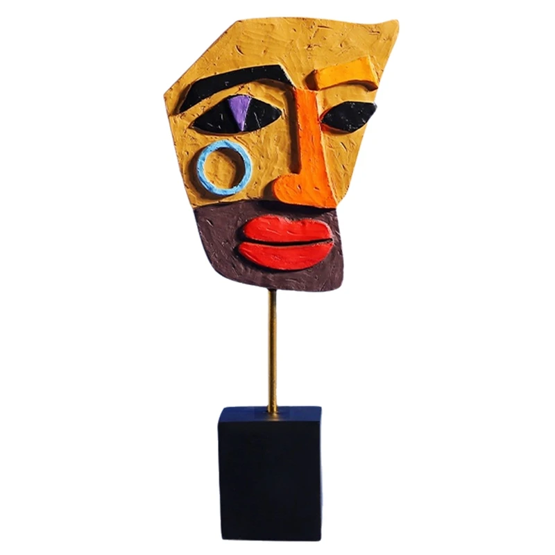 

Modern Abstract Mask Sculpture Home Statue Decoration Resin Figure Ornaments Living Room Desktop Cabinet Face Crafts