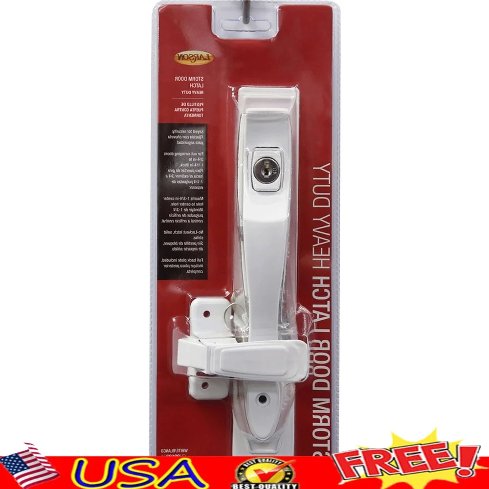 

Heavy Duty Push Button Handle Surface Mount Solid Core Doors Keyed Lock Paddle Night Lock Easy Install Security Hardware Kit