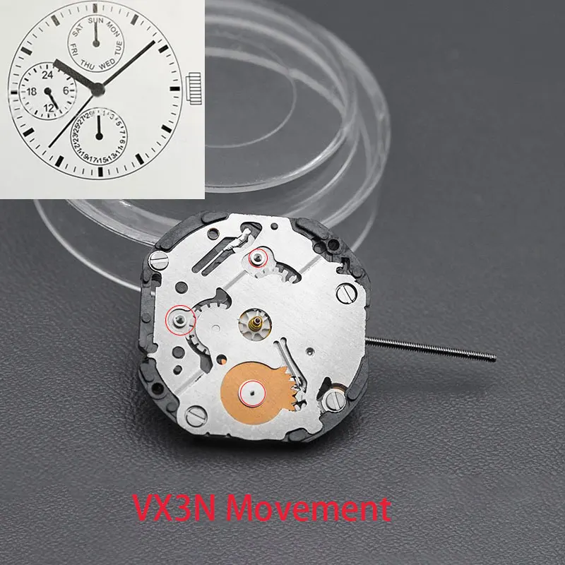 Watch Movement Six-Pin Quartz Movement Japanese VX3N Without Batteries Watches Men's Watches Repair Parts Watch Aftermarket