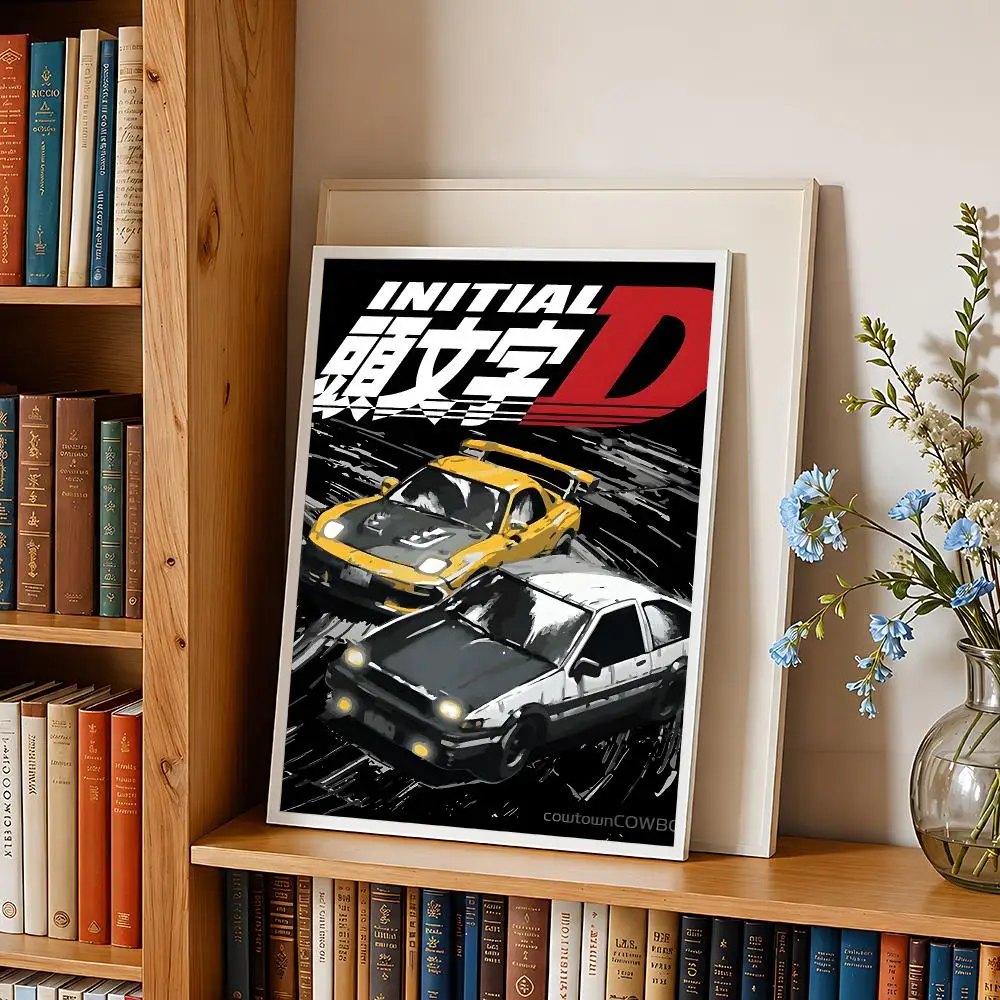 Anime Initial D Takumi Fujiwara Poster HD Self Adhesive Wall Art Waterproof Removable  for Bedroom Living Room Home Decor