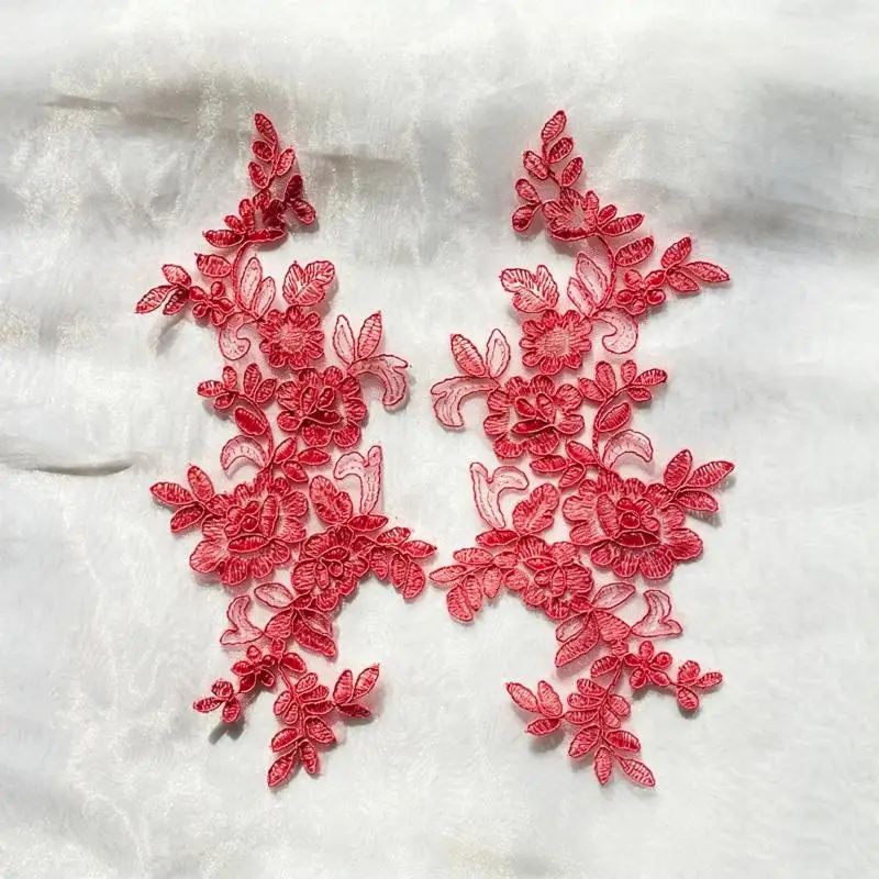 10 Stück Blumen-Spitzenapplikationen, Paar, bestickte Blumen-Aufnäher zum Aufnähen, Spitzenmotive zur Dekoration von Brautkleidern und Kleidungsstücken. – Detail 1