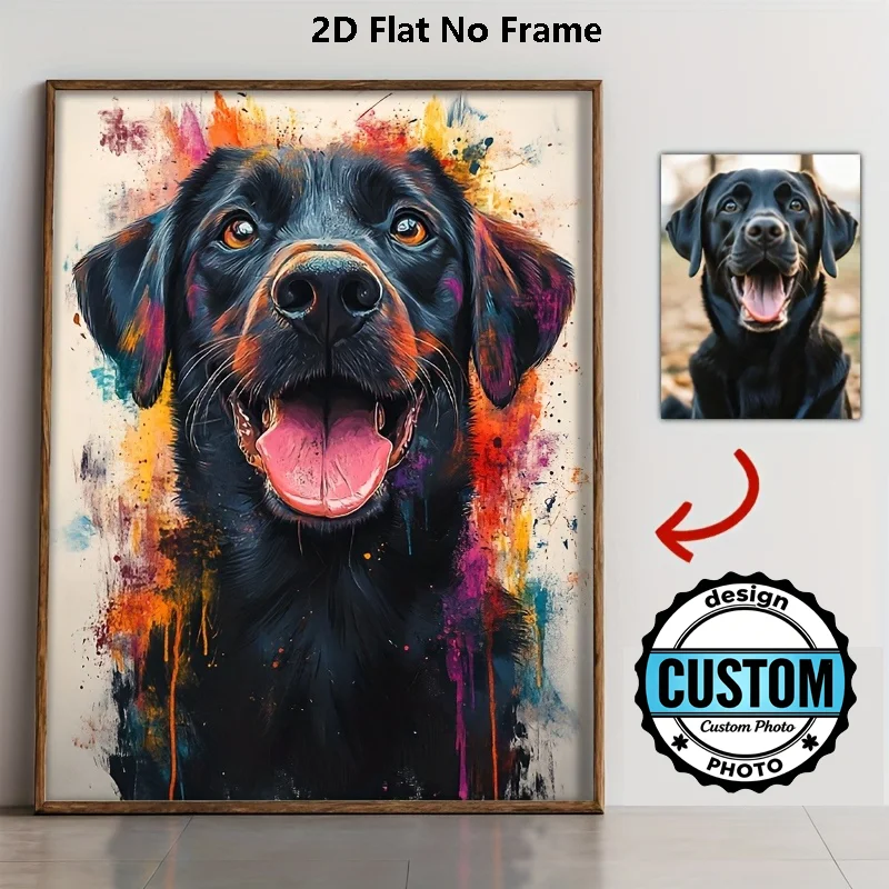 1PC Customized Pet Ink Wash Watercolor Decorative Paintings, Suitable for Birthday Gifts, Memorials, Room Decoration