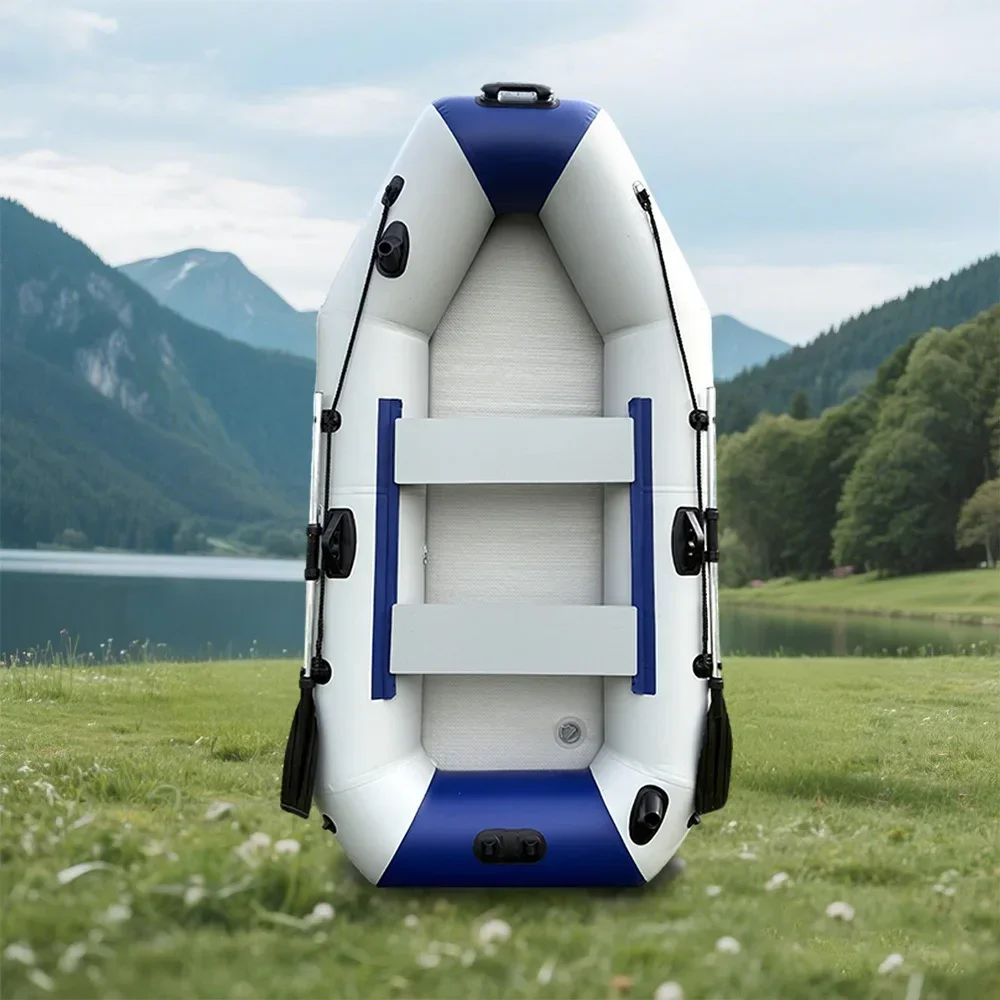 

Inflatable PVC Fishing Boat, 3 Person 240cm Rowing Kayak, Canoe Raft, Dinghy Hovercraft with Air Deck Bottom