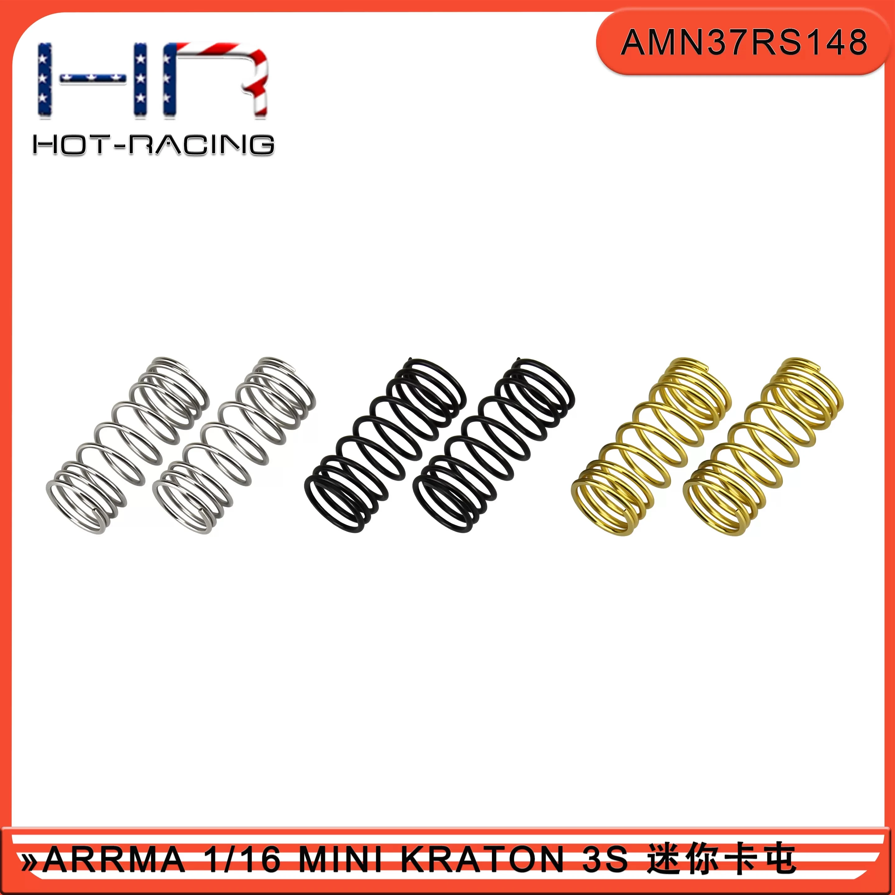 

Пружины передних амортизаторов HR ARRMA 1/16 Mini Karton 37 мм 50 мм, прогрессивные (три пары с разной жесткостью)