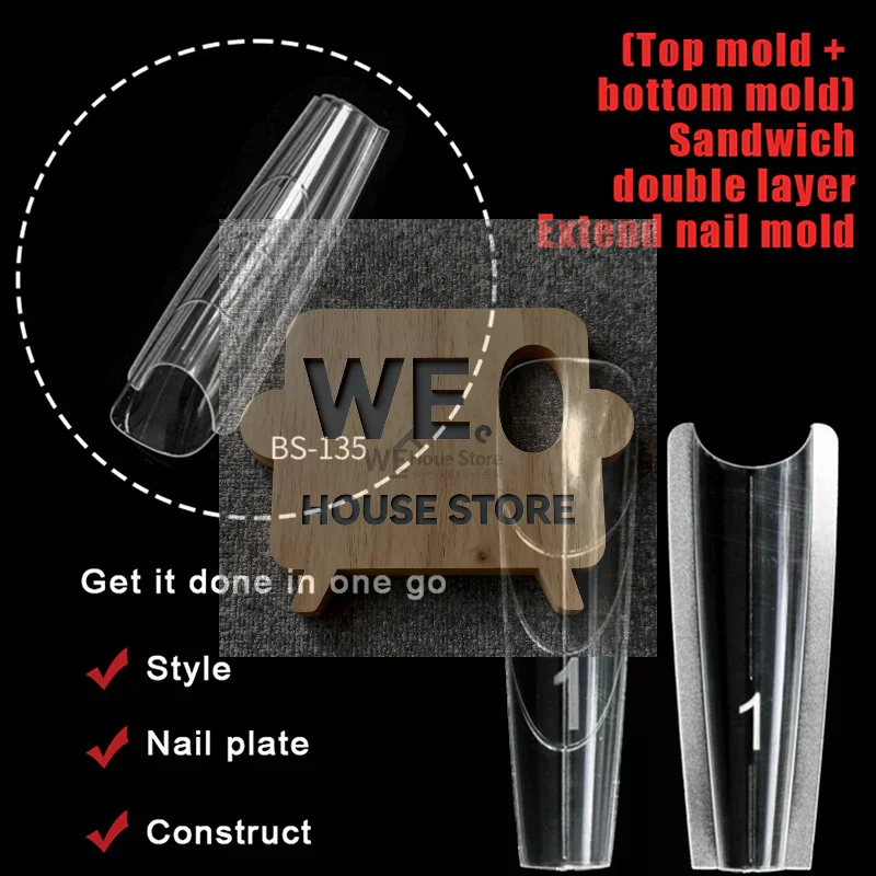 Formy do paznokci Sandwich Dual Nail Forms 240 szt. 15 rozmiarów - Formy Dual Forms Coffin Almond do przedłużania paznokci, Górna Forma, Dolna Forma