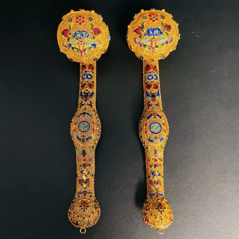 

Ruyi antique filigree inlaid cloisonne twisted lotus Ruyi ornament collection