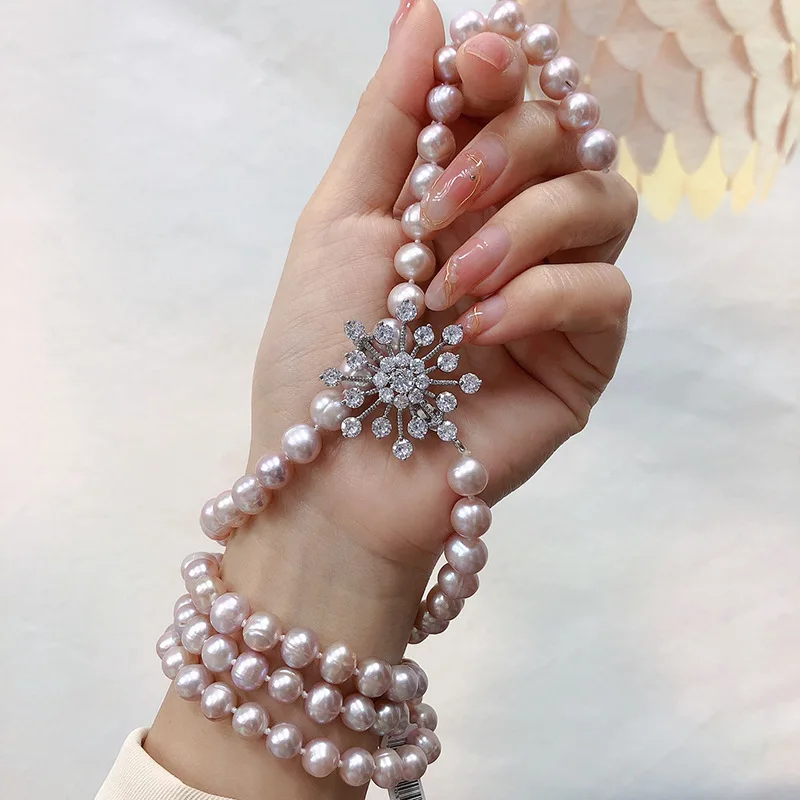 

Ожерелье из натурального пресноводного жемчуга для женщин, универсальное легкое роскошное модное ювелирное изделие, простой нишевый дизайн, изысканная цепочка для свитера