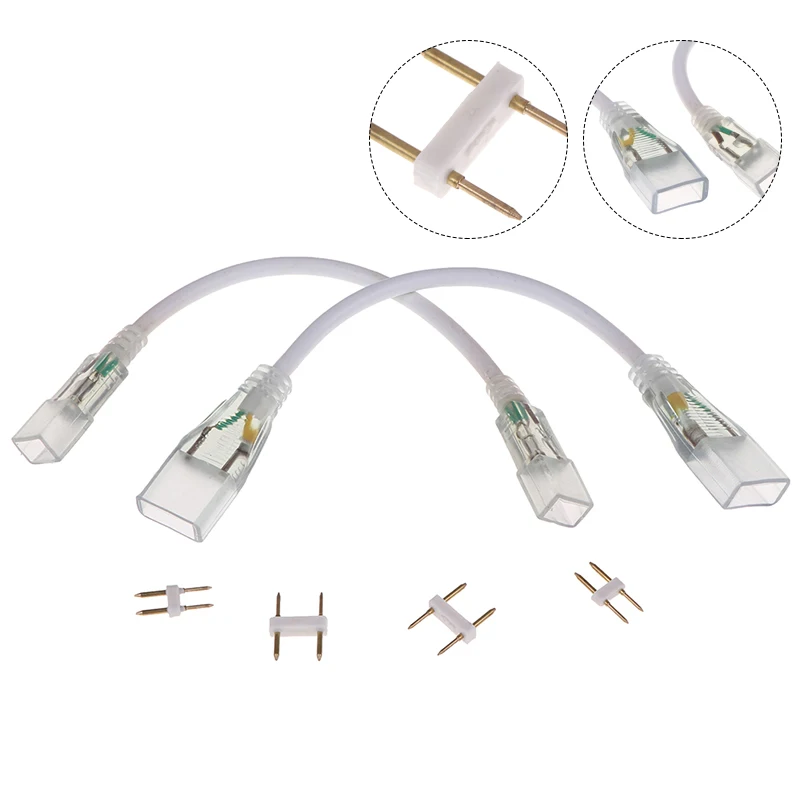 New 1 Set 2pin Led Corner Connector Straight Connector 110V 220V Middle Double Connectors RGB