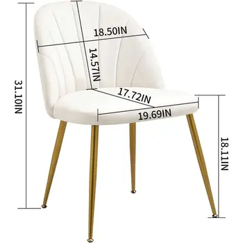 天鵝絨餐椅四件套,中世紀現代風格軟墊廚房椅,配金色金屬椅腿,優雅的裝飾椅,展現奢華 10 最佳銷售 豪華餐椅 - №7