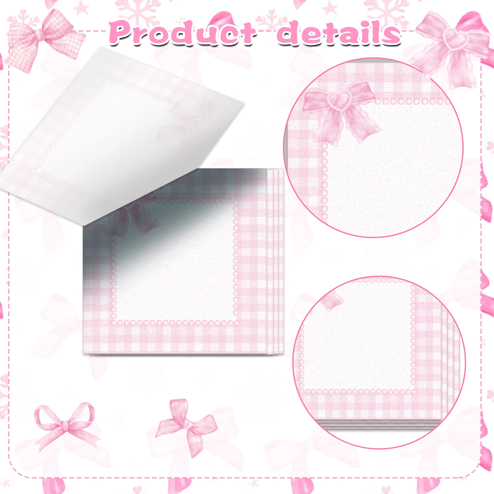 240 Pages Pink Bow Tie Memo Pads Set Refrigerator Sticky Notes Stationery Label Notepad Bowknot Self-Adhesive Memo Book Supplies