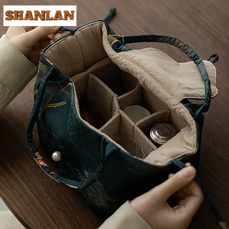 Chinese Style Woven Tea Cozies Creative Teacup Pouch Tea Cozy For Teapot Portable Bag Travel Tea Set Bag Teaset Supplies Craft