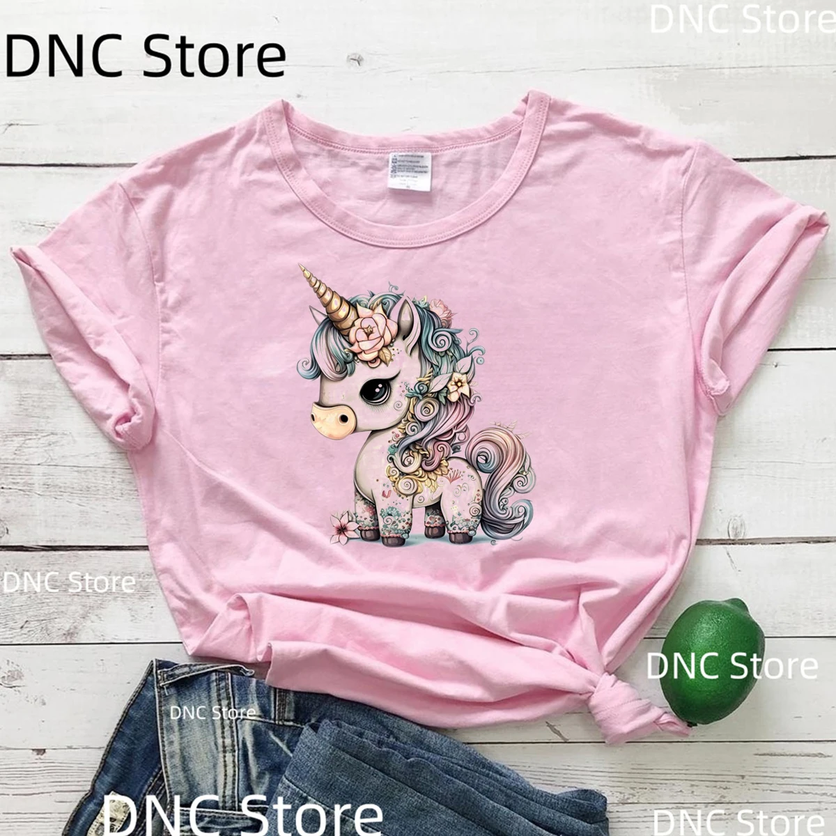 New Women's t-shirt Funny Unicorn Girl Cartoon Print t-shirt femme Fashion 00s tshirt Harajuku Y2K tshirt Tops Wholesale