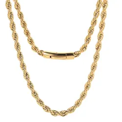 Hip Hop Jewelry PVD Plated Mens 6mm Stainless Steel Franco Rope Chain Necklace 16-26“ For Men Women Gift