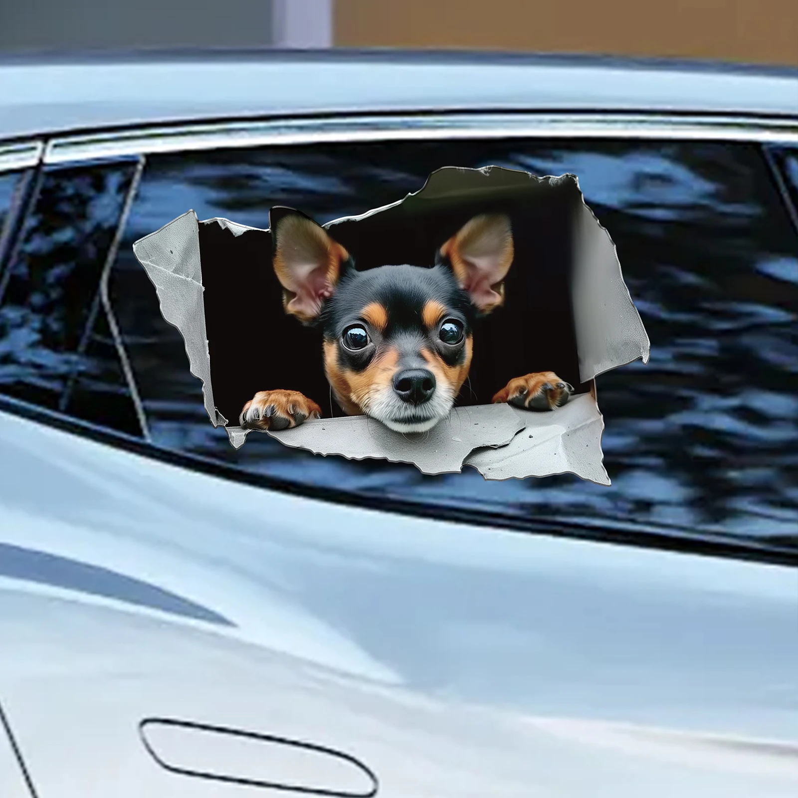 1pc Puppy Car Sticker Cute Dog Lying in The Hole Personalized Car Window Body Bumper Sticker