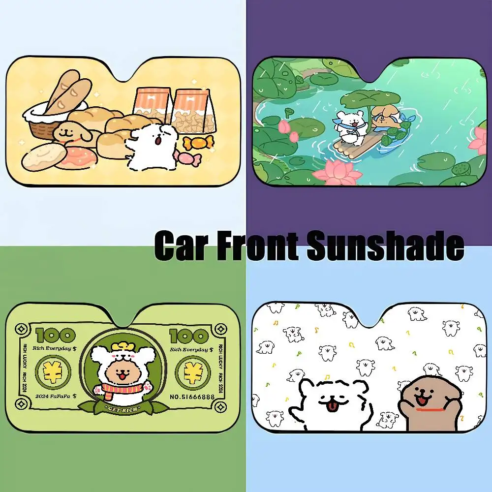 Cute M-Malteses Stylish And Trendy Windshield Sunshade, Car Windshield Cover, Car Sunshade Curtain, Car Sun Protection Cover