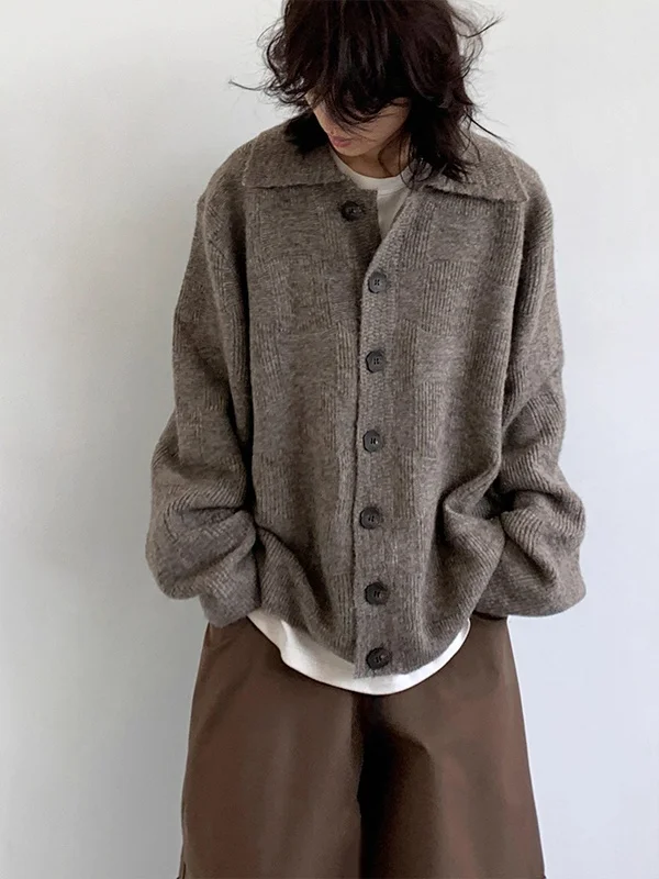 

Теплый вязаный свитер Thiened, нейтральный ретро-сле для мужчин и женщин, простой открытый кардиган для колледжа BF, верхняя одежда