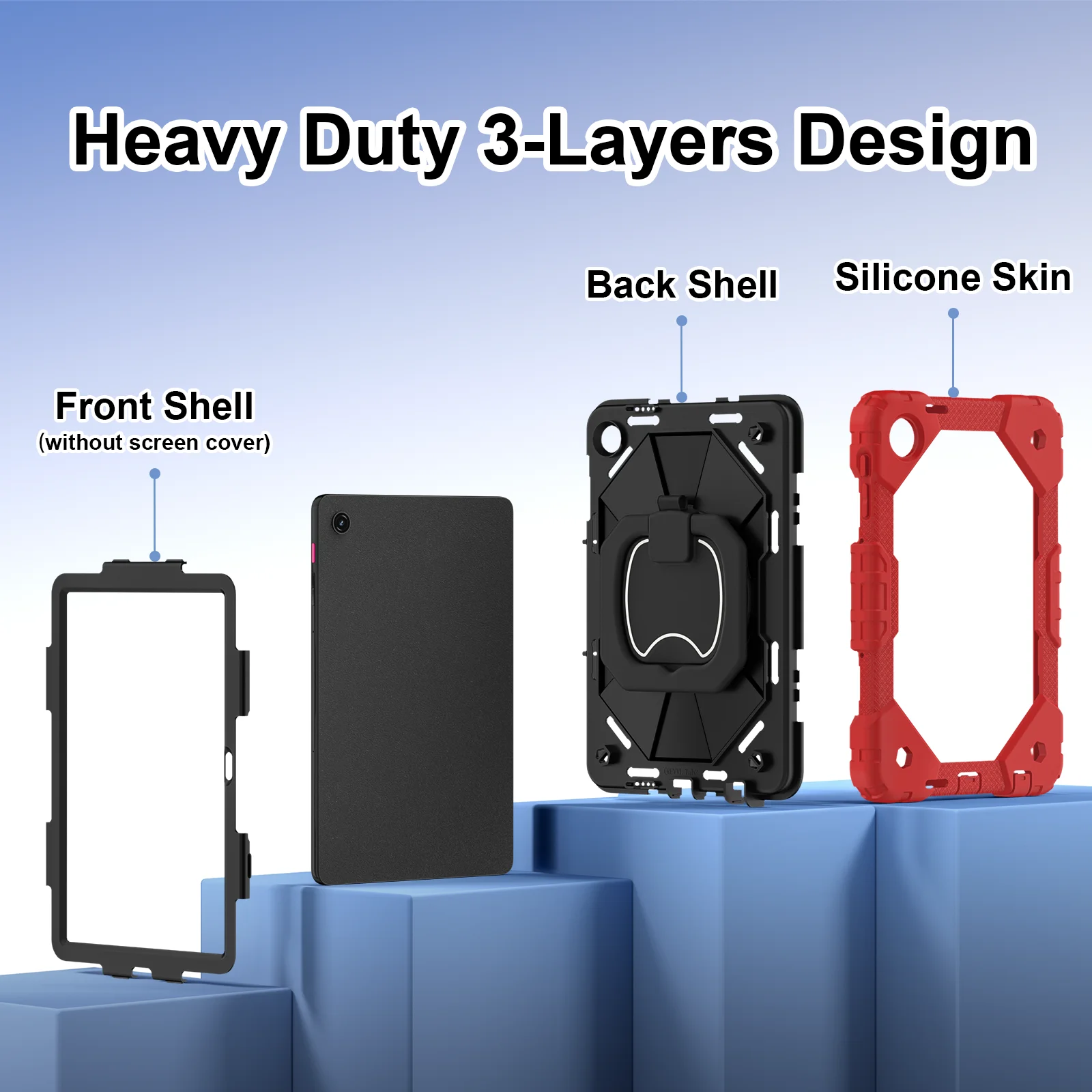 Shockproof Rugged Case for T-Mobile RevvL Tab2 10.1inch 2025, with 360 Rotation Handle Stand, Heavy Duty Protective Tablet Cover