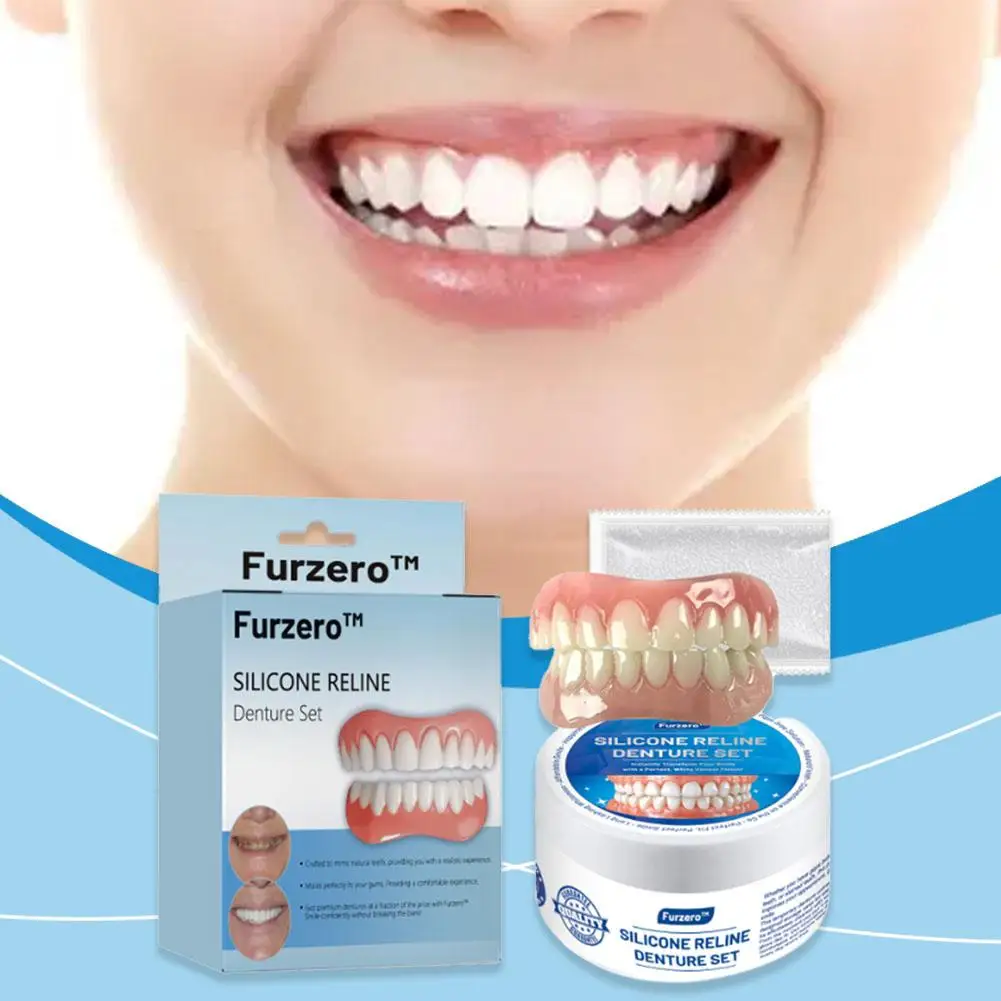 1 conjunto de silicone reline dentadura reparação kit macio dentadura reline kit folheados snap em dentes conforto caber cuidados saúde oral