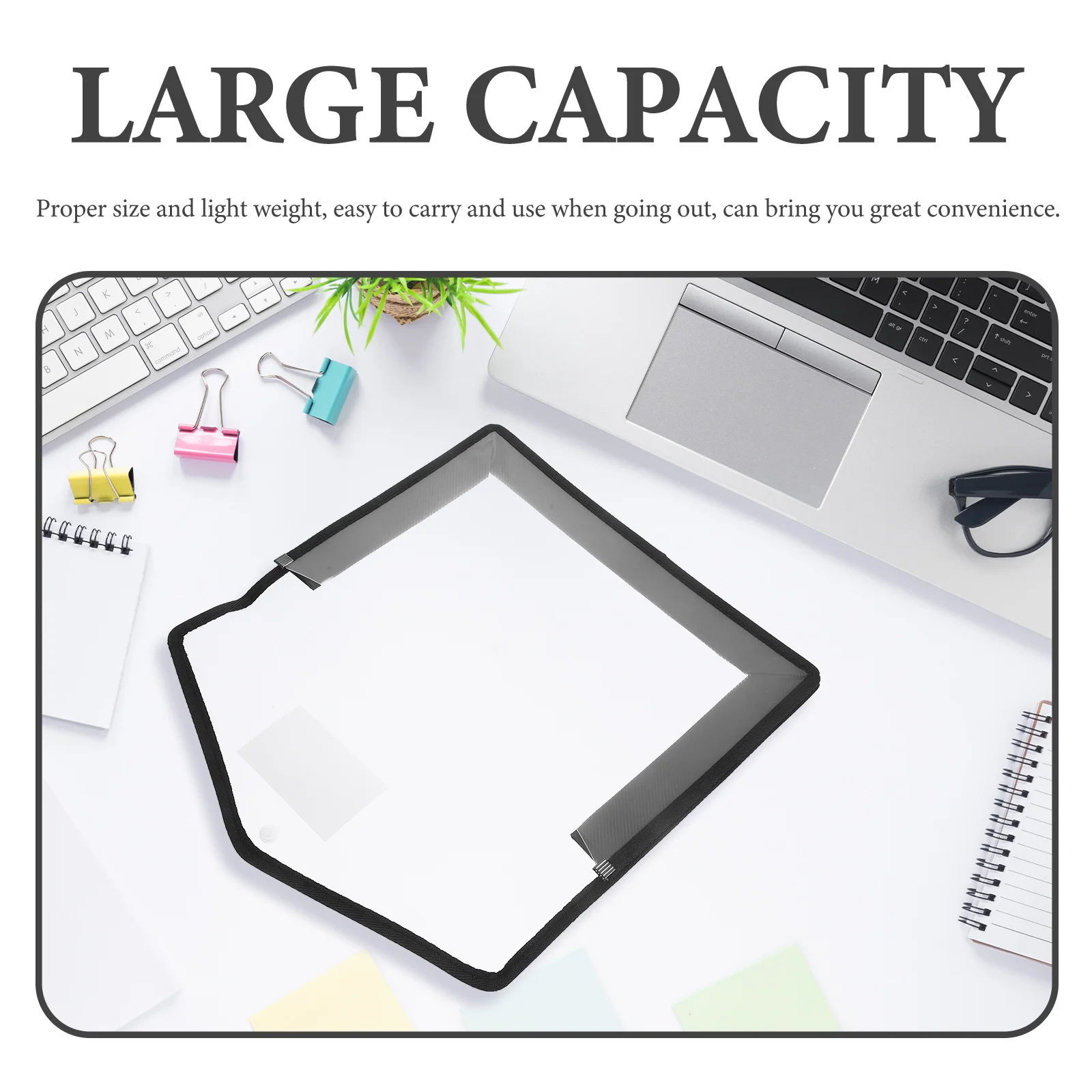 

2Pcs Clear A4 Document Bag Buckled Plastic Folder Large Capacity Portable File Organizer for Important Contract Receipt Storage