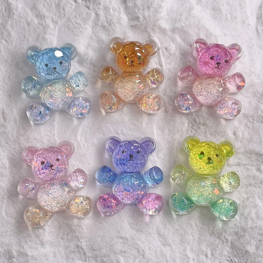 10pcs 18X21mm Shiny AB Rhinestone Bear Resin Flatback DIY Crafts Hair Accessories Mobile Phone Shell Patch Art Materials