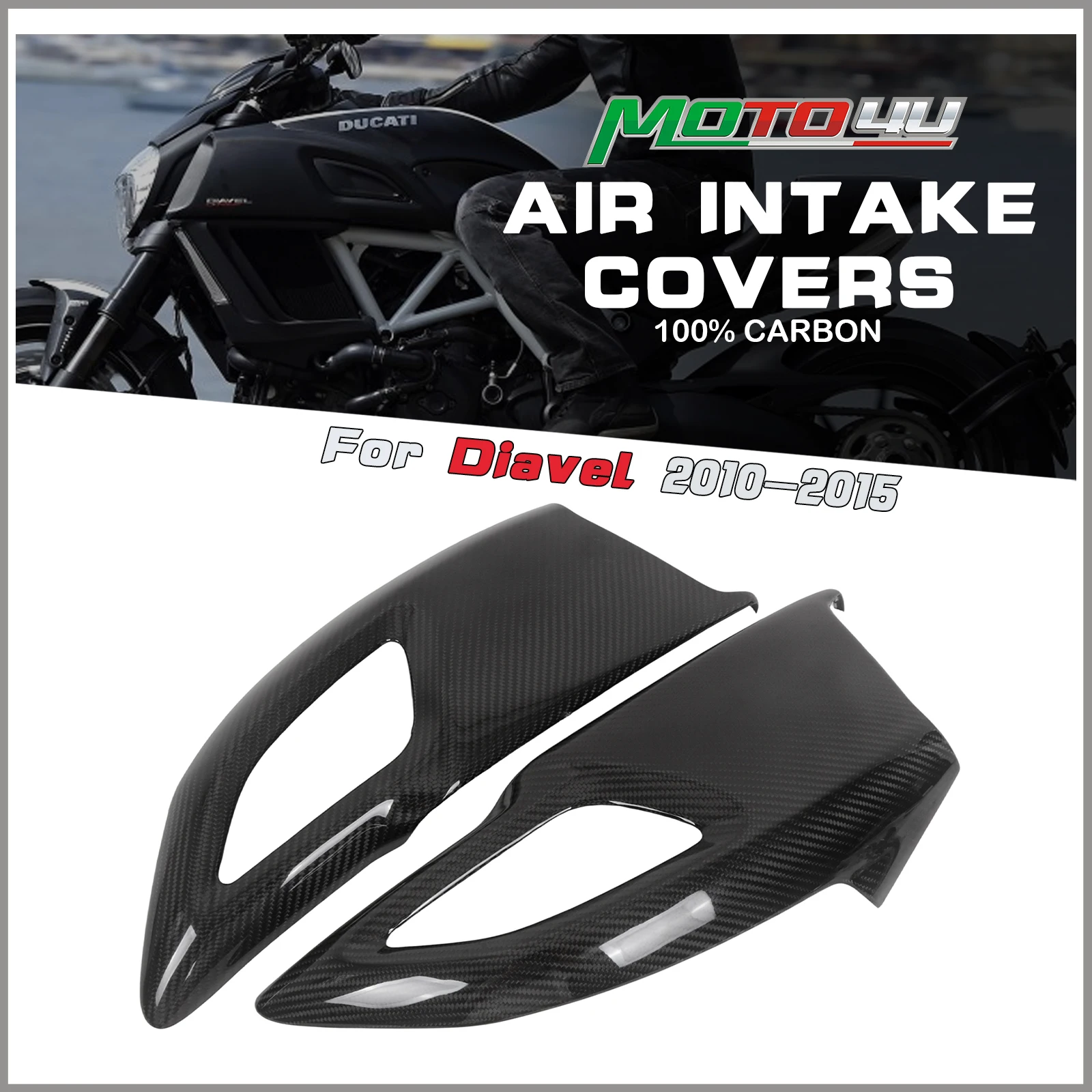 For Ducati Diavel 2011-2018 100% Carbon Fiber Air Intake Covers Upper Side Panels Motorcycle Fairing
