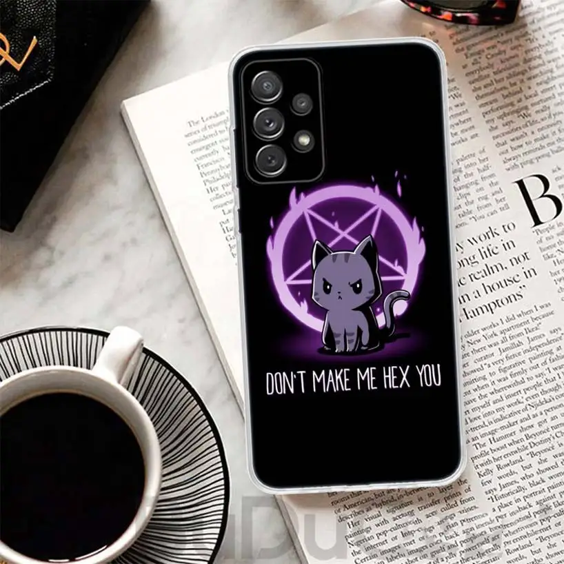 Cute Hell Hail Satan Evil Cat Cover For Samsung Galaxy A51 A50 A71 A70 Phone Case A21S A31 A41 A10 A20E A30 A40 A01 A11 A6 A7 A8