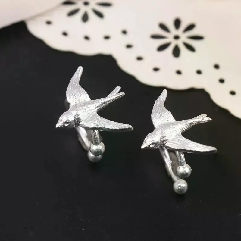 1Pair Simple Swallow Bird Ear Clip for Women And Girls Non-Piercing Animal Themed Fake Cartilage Ear Cuff Jewelry Gift