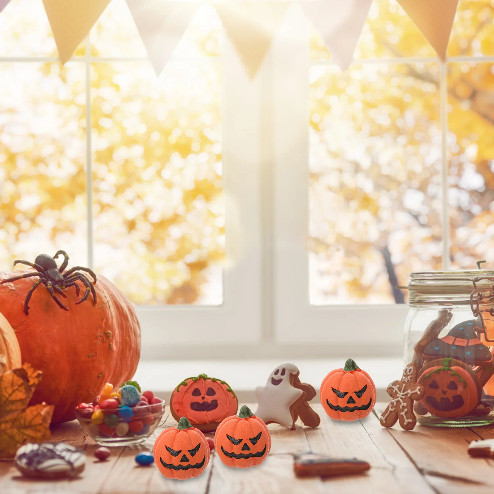 

6Pcs Halloween Pumpkin Ornaments Resin Mini Pumpkins Home Decor Party Favors Miniature Landscape Accessories Home Decor