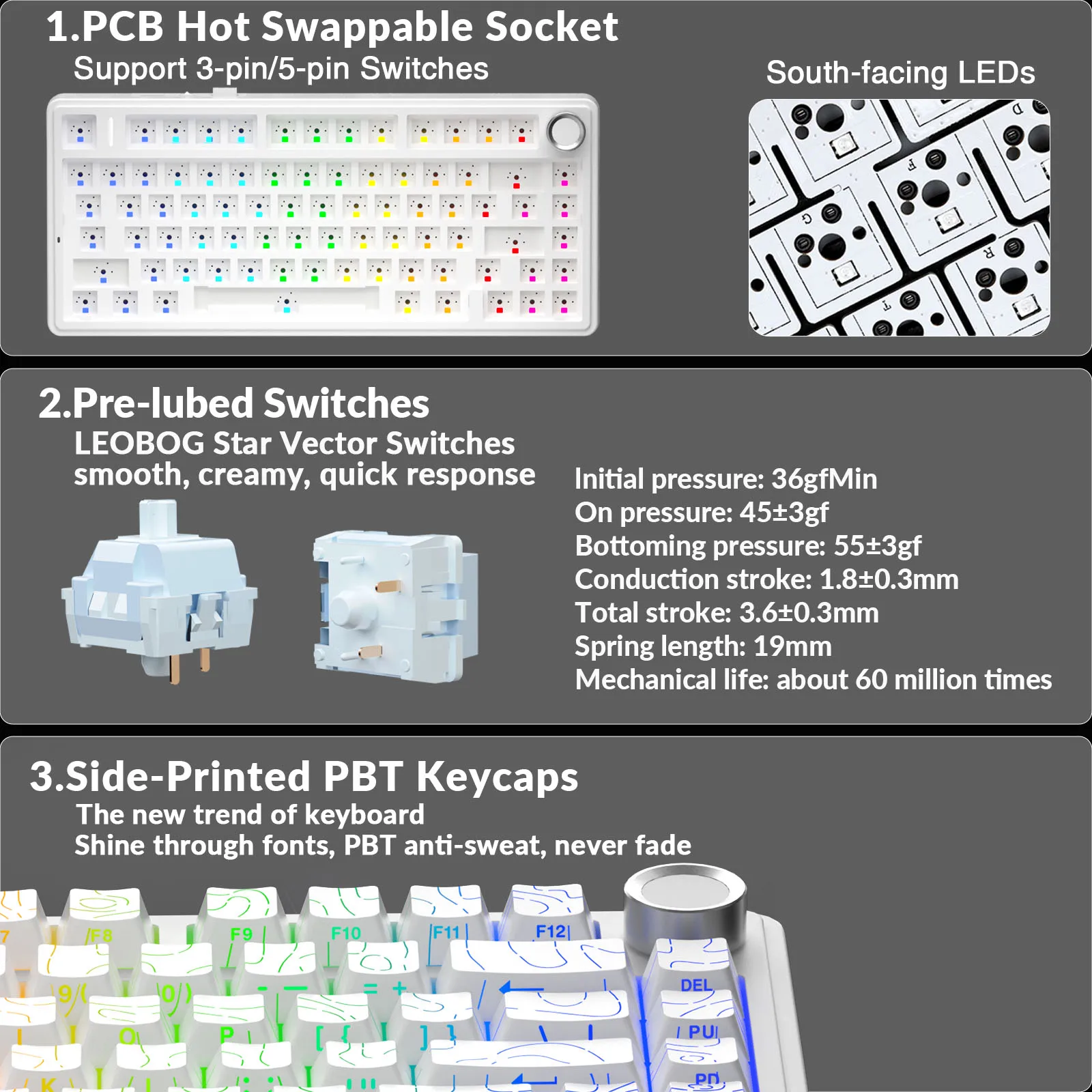 AULA F75Pro Wireless Mechanical Keyboard RGB 75% USB Bluetooth