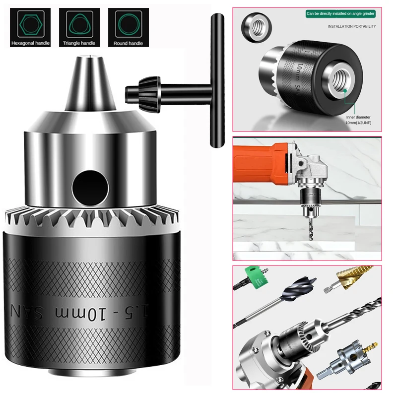 M100 Angle Grinder Conversion to Electric Drill Adapter 1.5-10mm Drill Chuck Drill Removal Keys Set 90° Screwdriver Accessories