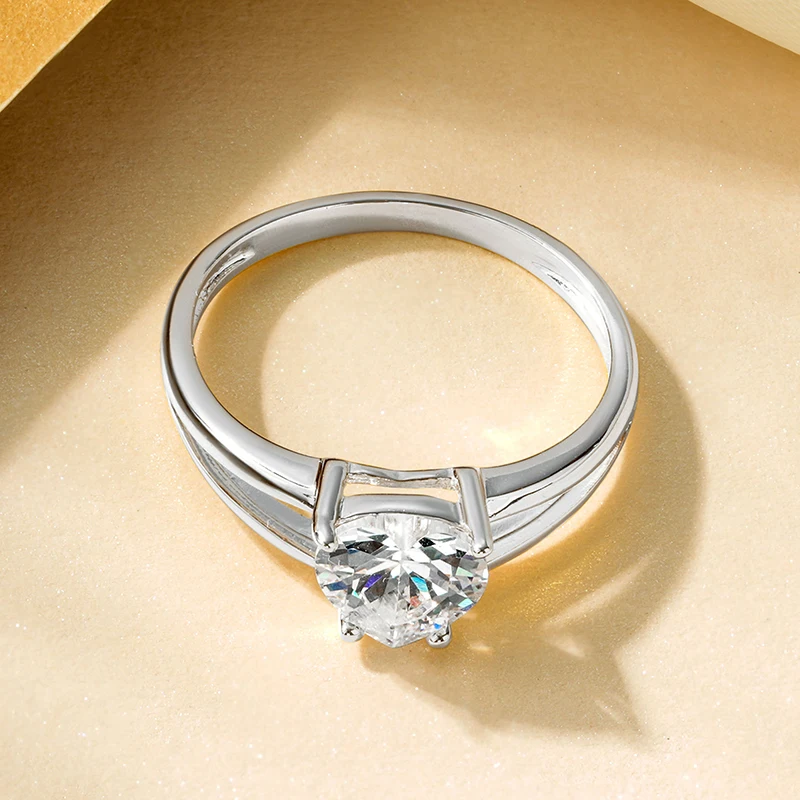 Rrjzz 7x7mm Cuore CZ Anello solitario con diamante simulato Colore oro argento Donna Proposta Anelli di fidanzamento per gioielli da sposa