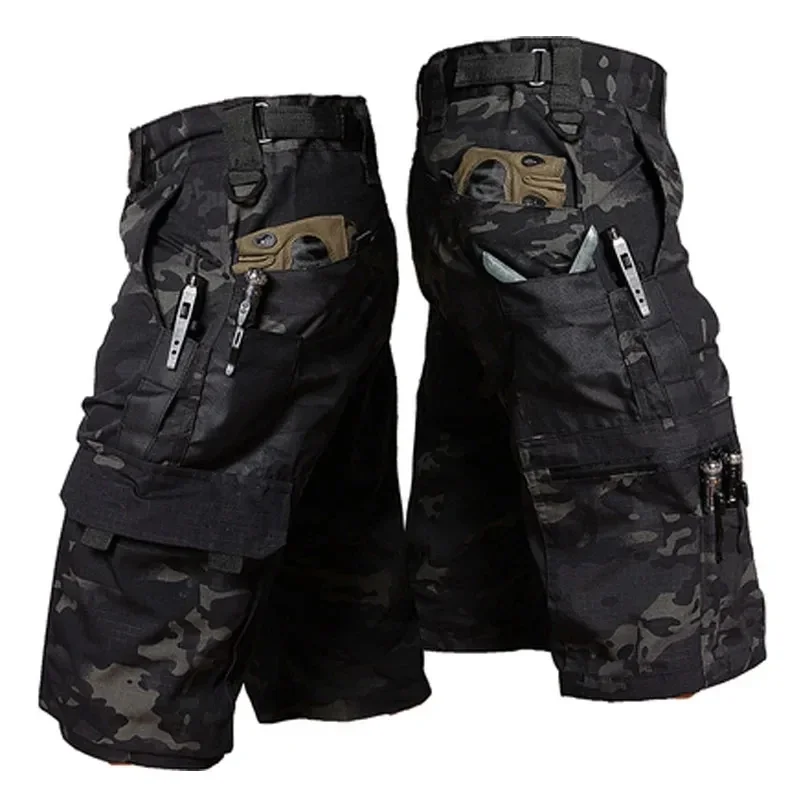 Camouflage Shorts Men's Summer Quick Drying Multi Pocket Military Pants Outdoor Hiking Fishing Shorts Men's Jogging Sports Pants