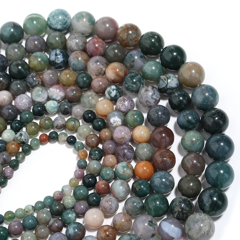 1strand/lot 4/6/8/10/12mm Indian Agate Round Natural Stone Beads Loose Spacer Beads For Jewelry Making DIY Necklace Bracelet
