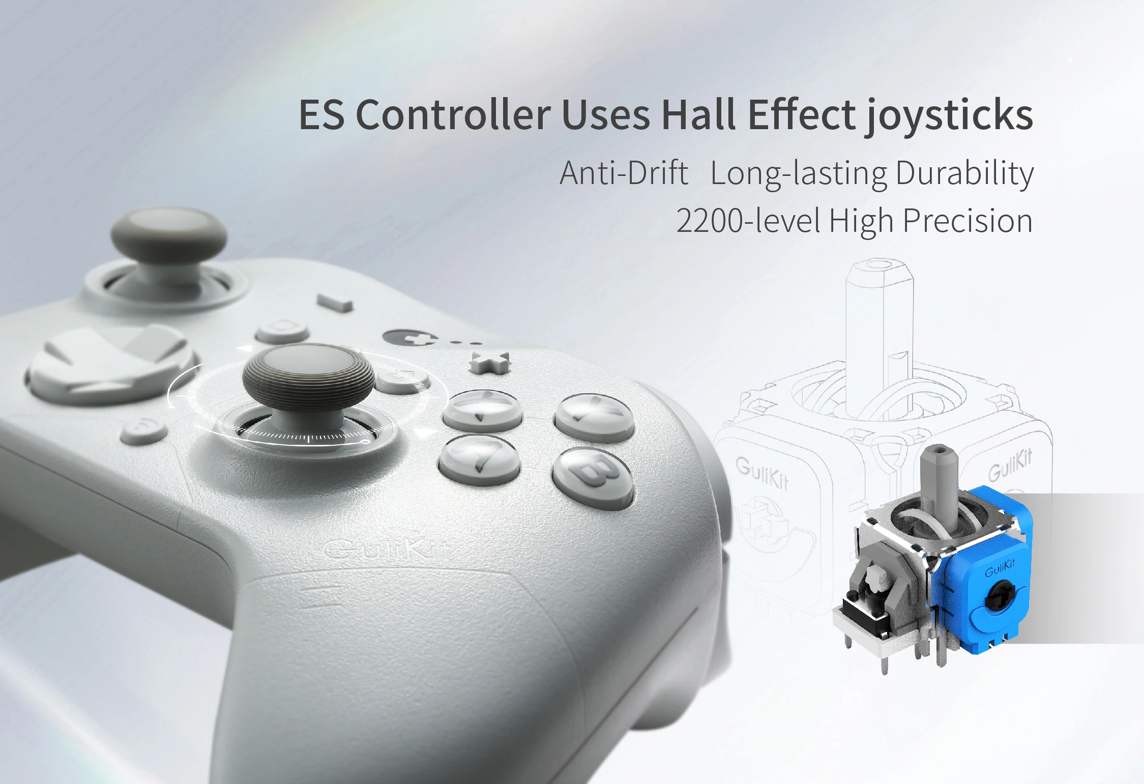 GuliKit ES Pro E-Sports Wireless Gamepad für Nintendo Switch 1/2 - TMR Joystick Kompatibel mit PC Windows Android iOS MacOS – Detail 7