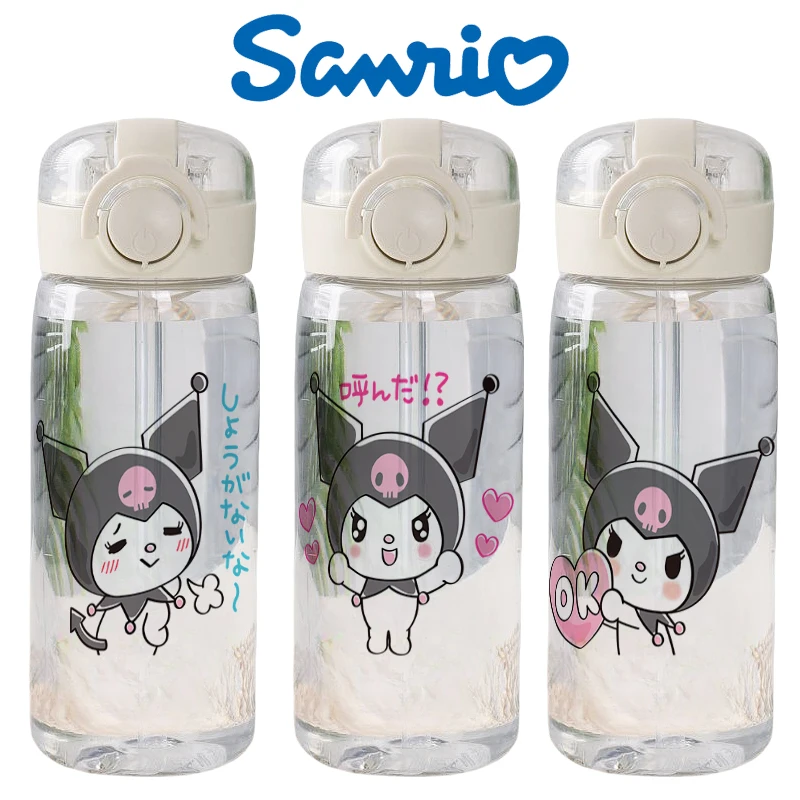 Kuromi Child Summer Portable Straw Plastic Cup New Sanrio Cartoon Drinking Cup Portable Anti-Fall High Temperature Resistant Cup