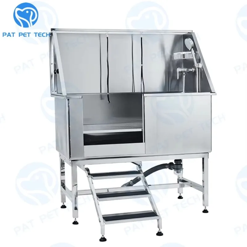 

2026 PAT PET TECH Stainless Steel 50" Pet Spa Bathtub Dog Washing Station With Stairs