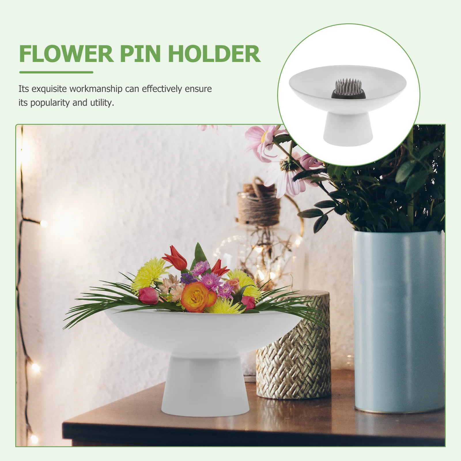 

1Set Creative Ceramic Flower Vessel Stainless Steel Flower Arrangement Tool Decorative Fixing Base Floral Fixation Base