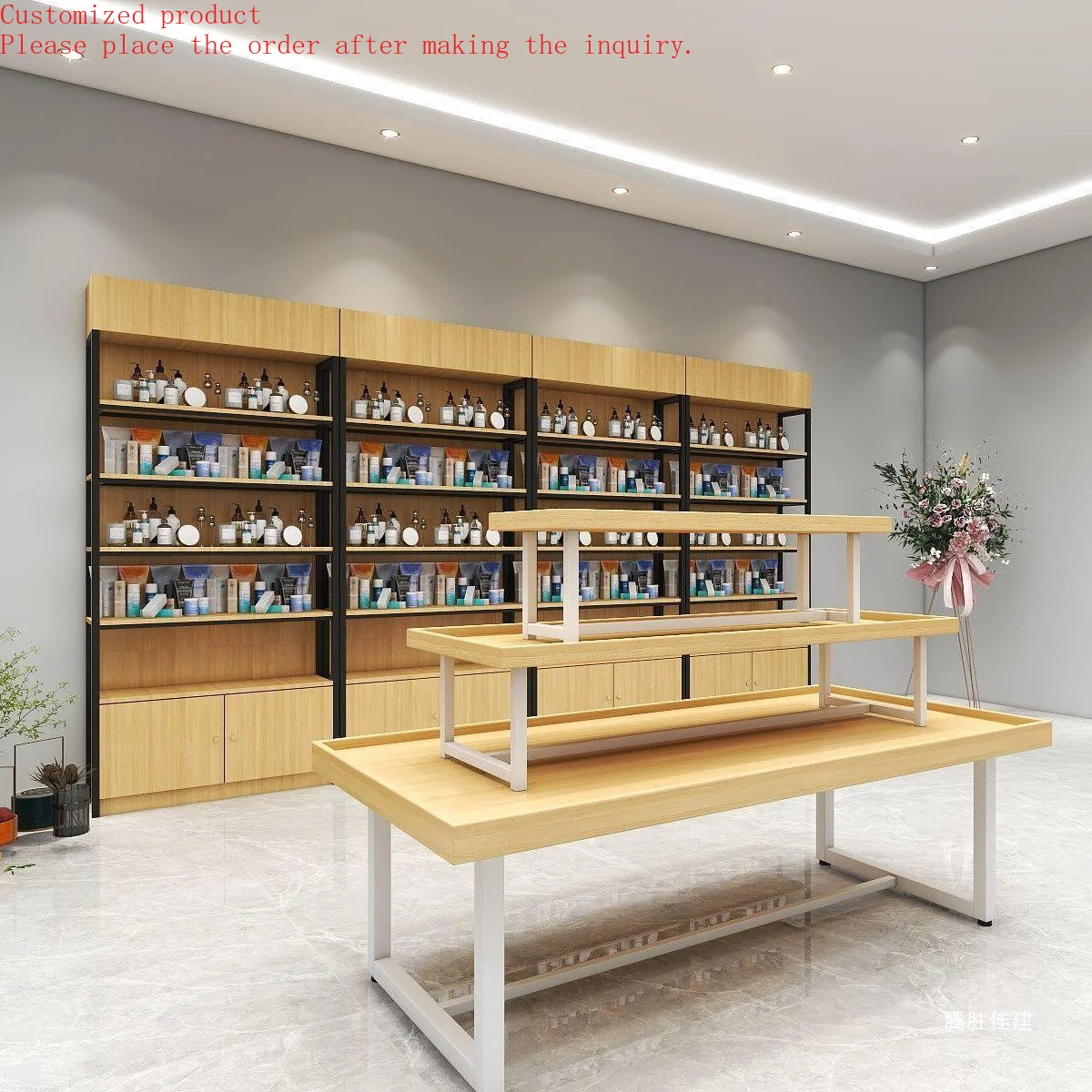 

Custom.Custom Convenience Store Furniture Store Shelves Metal Wood for Retail Shop Cosmetic Shelf Display