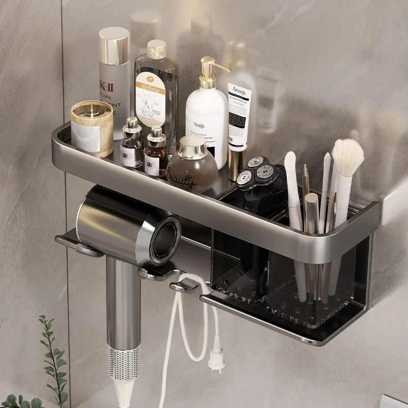 Hair Dryer Storage Rack, No Punching, Wall Mounted Bracket, Bathroom Air Duct Storage Rack