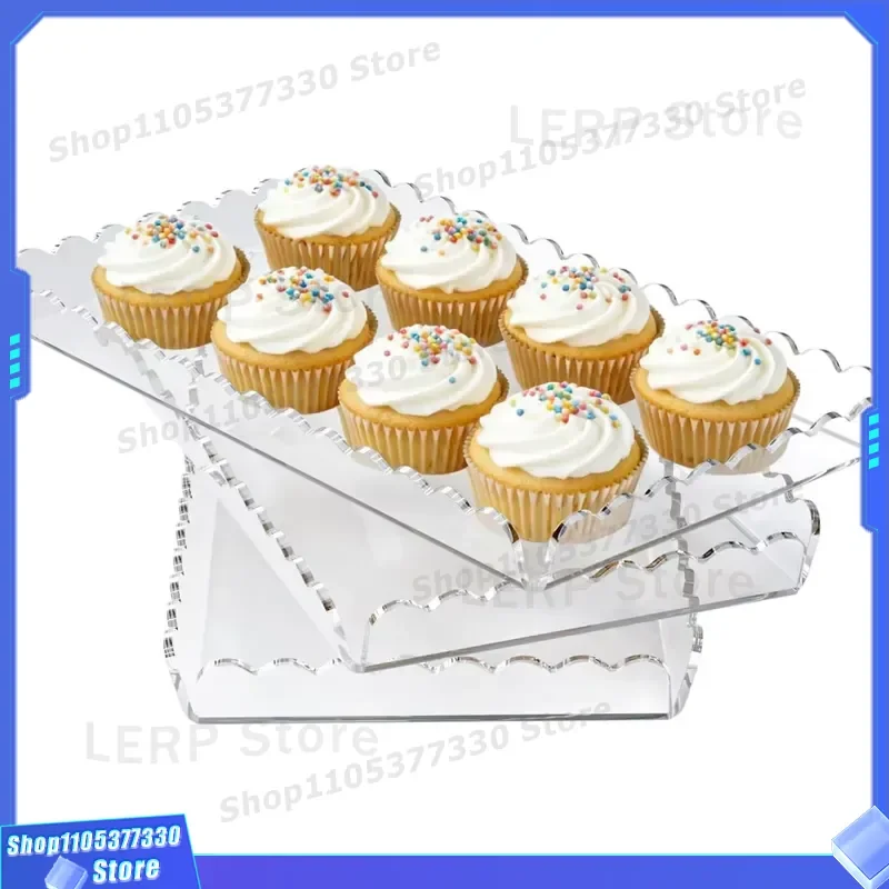Clear Acrylic Serving Tray for Desserts Cakes and Fruits Elegant Party Table Decoration Platter for Coffee Tea Snacks Food