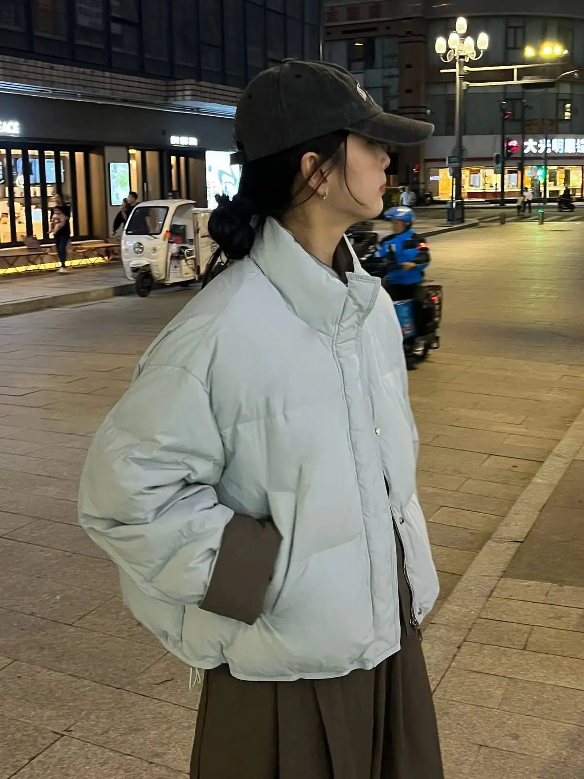 

Women's Down Cotton Winter 2025 New Korean Loose Bread Coat Small Size Long Zipper