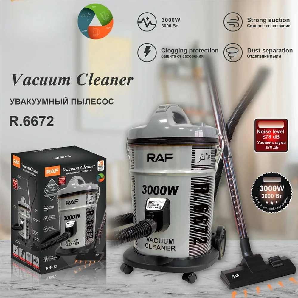 Hot Selling Powerful 25L Big Capacity Brush Nozzle Blower Canister Vacuum Cleaner with Dust Bag